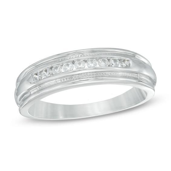 Men's 1/4 CT. T.w. Diamond Wedding Band in 10K White Gold Product Image