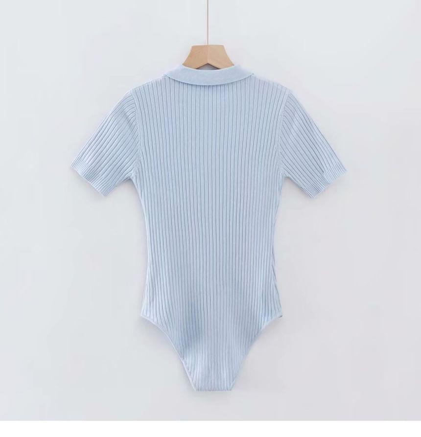 Short-Sleeve Knit Bodysuit Top Product Image