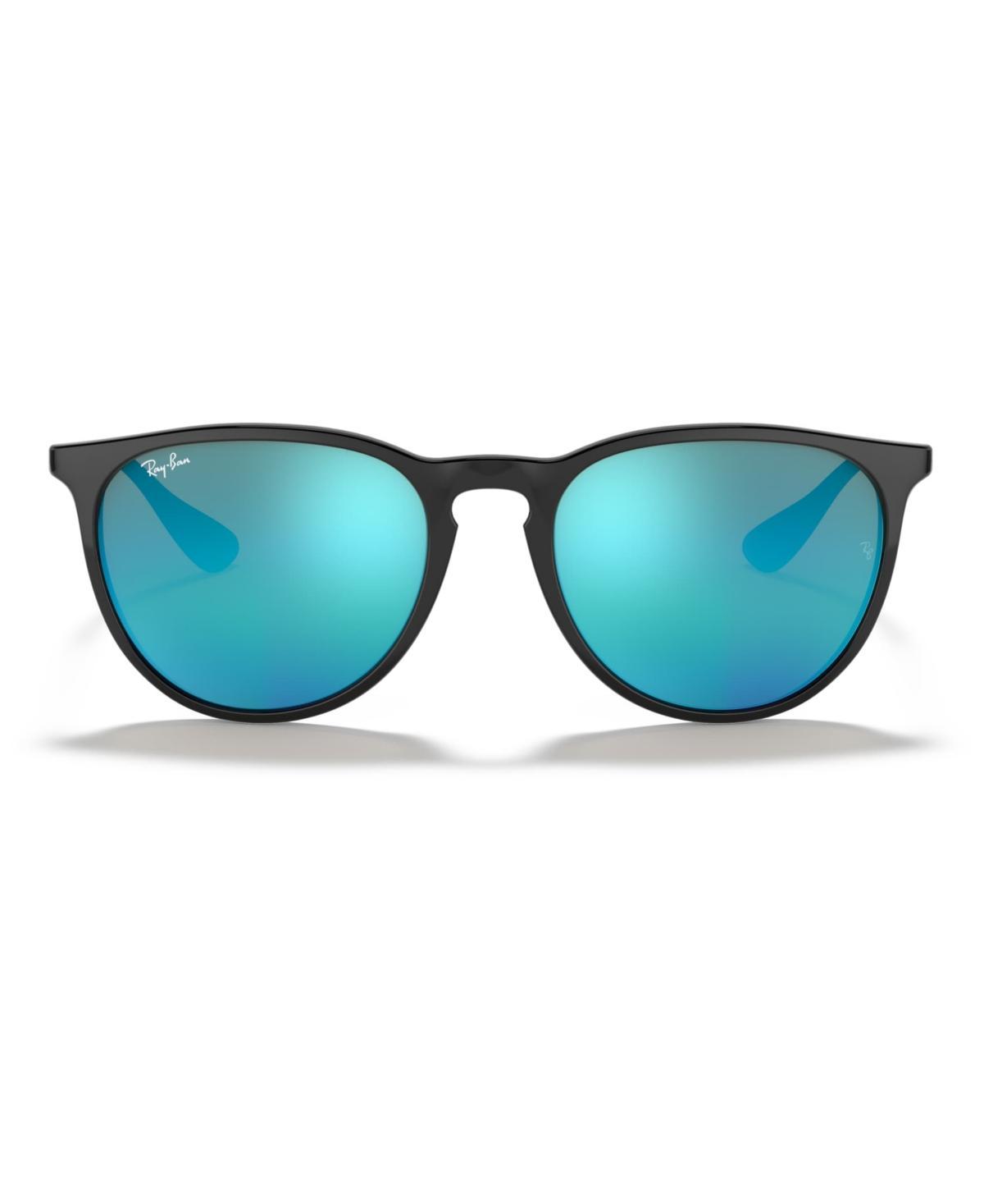 Ray-Ban Erika (Black Green Mirror Blue) Plastic Frame Fashion Sunglasses Product Image