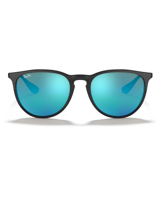 Ray-Ban Erika (Black Green Mirror Blue) Plastic Frame Fashion Sunglasses Product Image