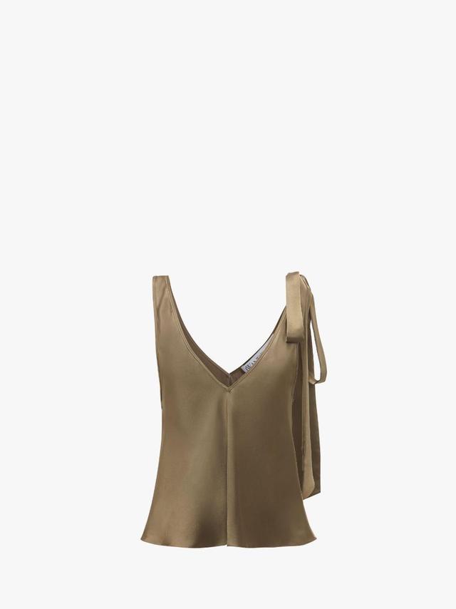 SHOULDER TIE SILK TOP in brown | JW Anderson US  Product Image