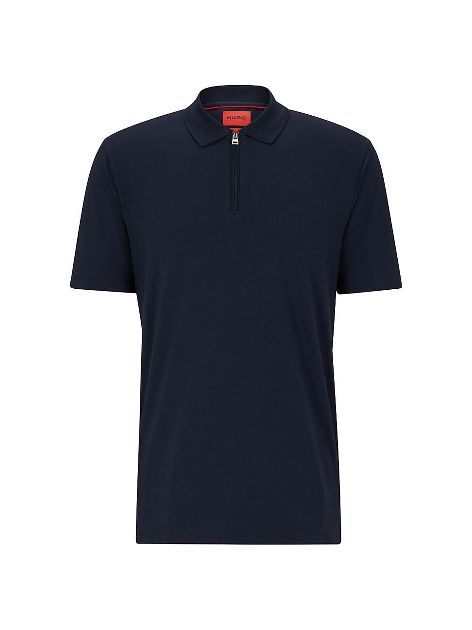 Mens Cotton-Blend Polo Shirt with Zip Placket Product Image