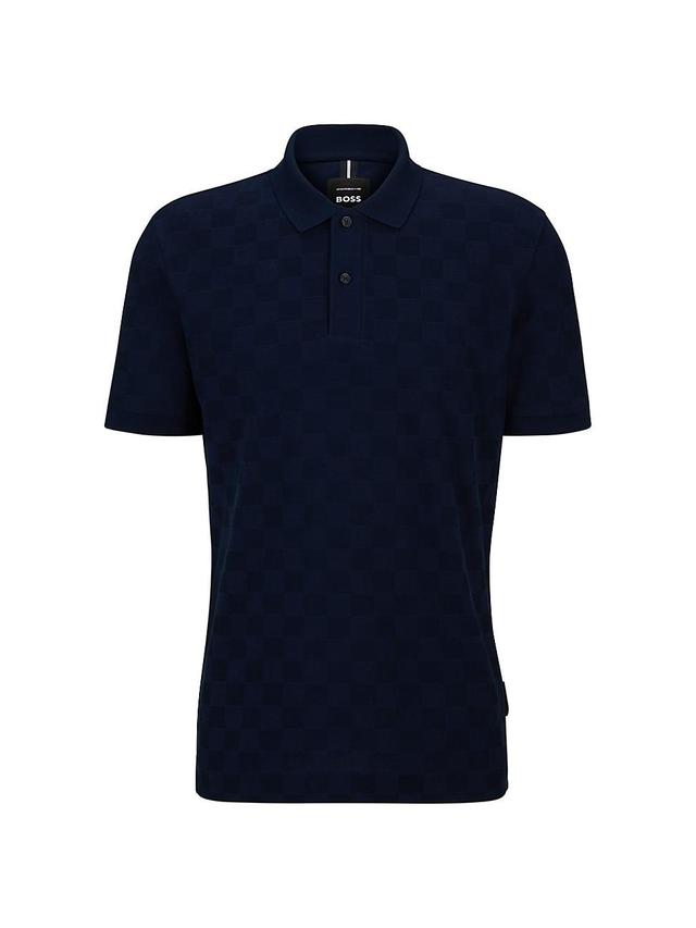 Mens Porsche x BOSS Mercerized-Cotton Polo Shirt with Check Structure Product Image