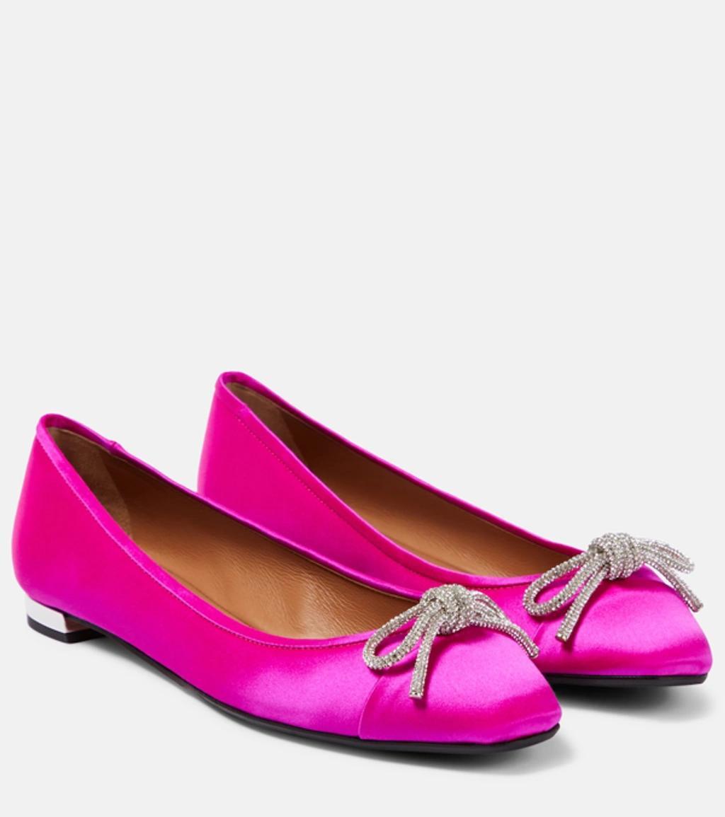 Crystal-embellished Round-toe Ballerina Shoes In Purple Product Image