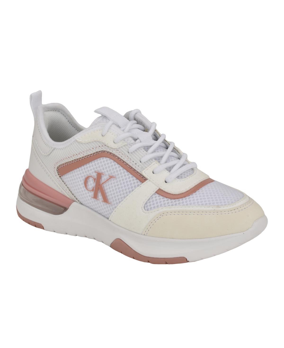 Calvin Klein Womens Jazmeen Lace-up Round Toe Casual Sneakers - White Product Image