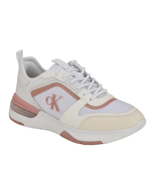 Calvin Klein Womens Jazmeen Lace-up Round Toe Casual Sneakers - Light Gray Product Image