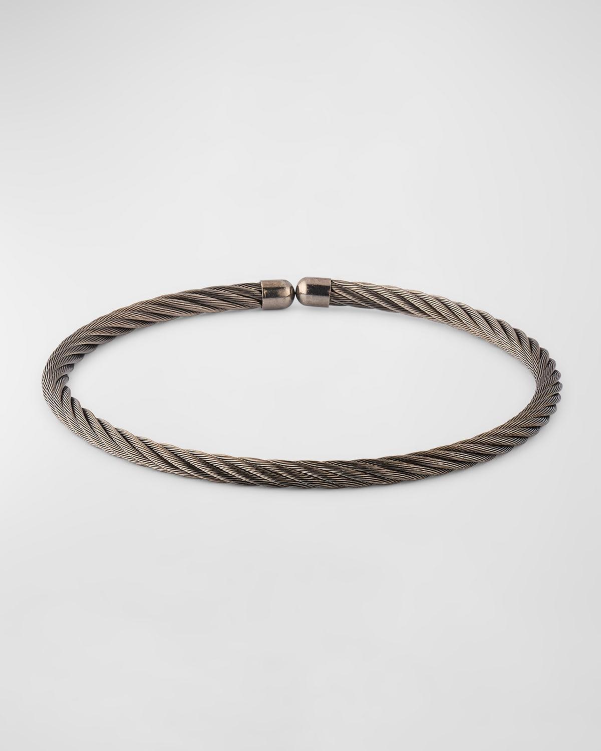 Mens Cable Adjustable Stainless Steel Bracelet Product Image