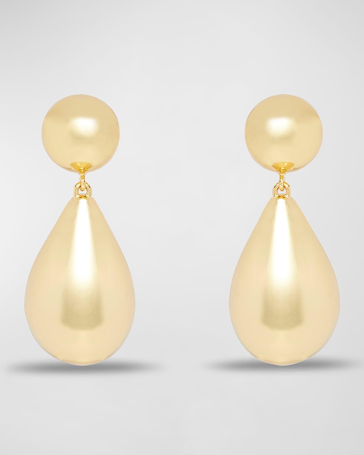 Small Dome Pearly Teardrop Earrings Product Image