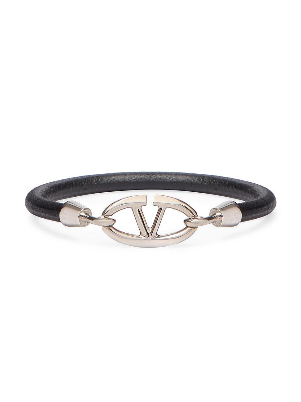 Mens VLogo The Bold Edition Bracelet in Leather and Metal Product Image