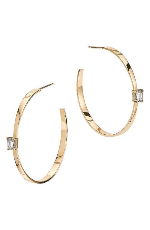 Lana Solo Emerald Cut Diamond Tapered Hoop Earrings Product Image