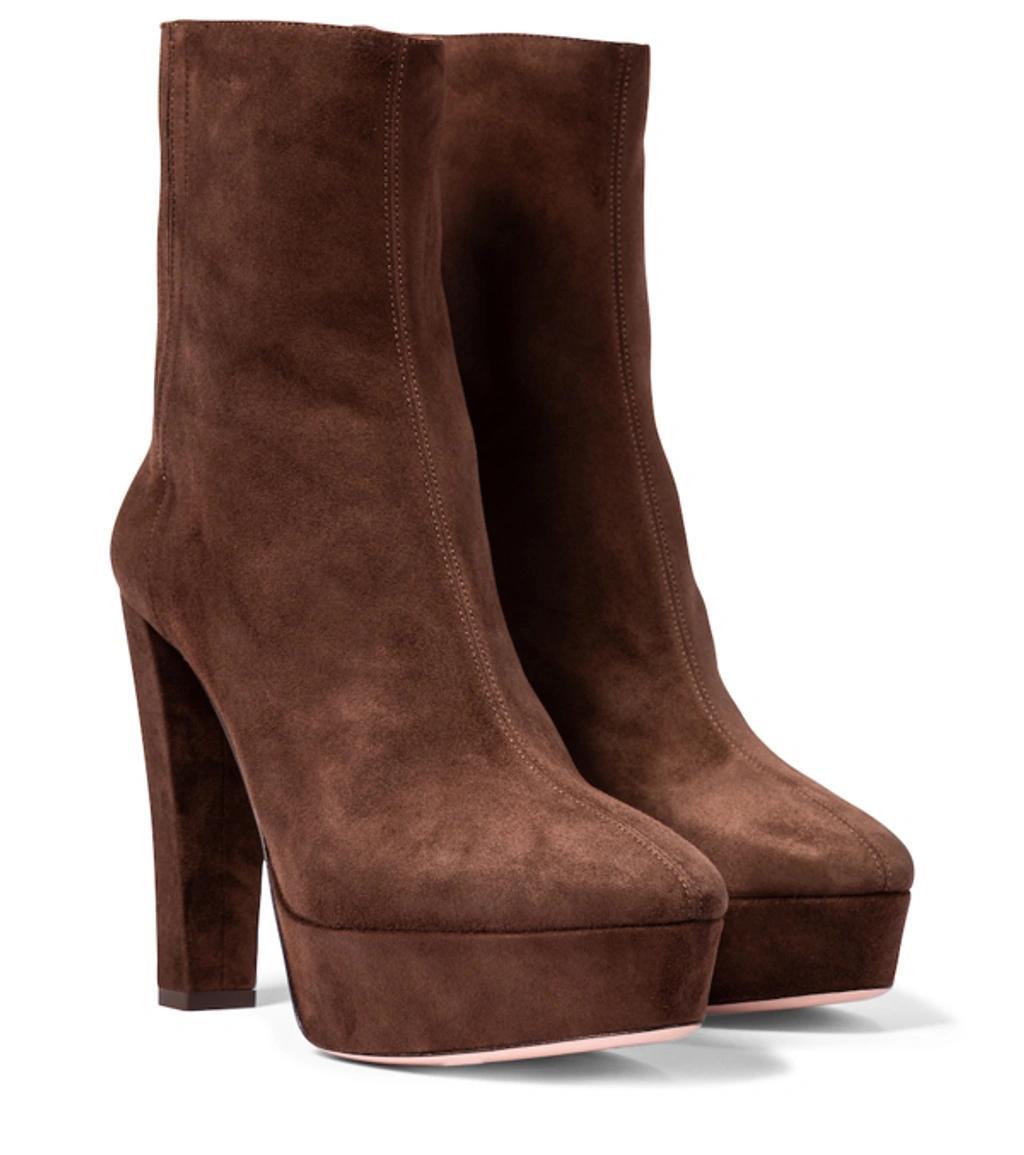 Saint Honoré 120 Suede Platform Ankle Boots In Espresso product image