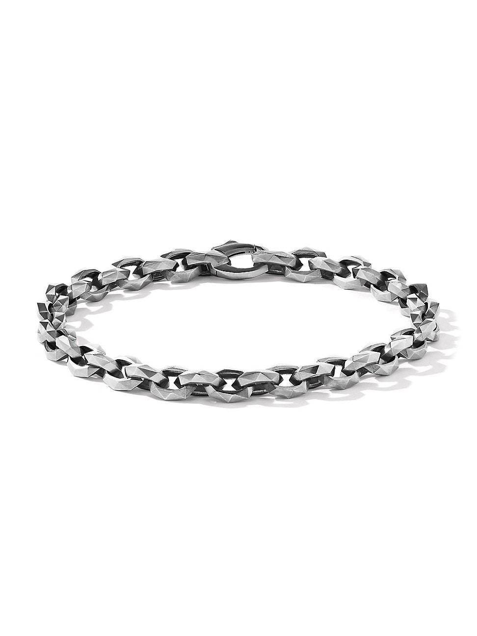 Mens Torqued Faceted Chain Link Bracelet in Sterling Silver, 7mm Product Image