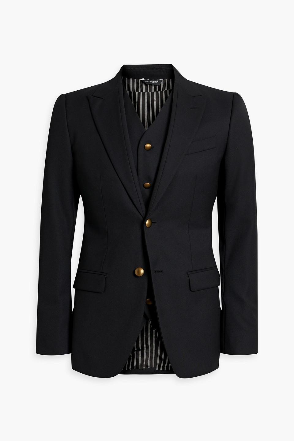 Grain De Poudre Wool Blazer And Vest Set In Black Product Image