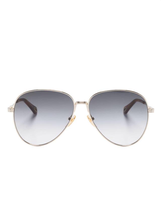 Gradient Pilot-frame Sunglasses In Gold Product Image