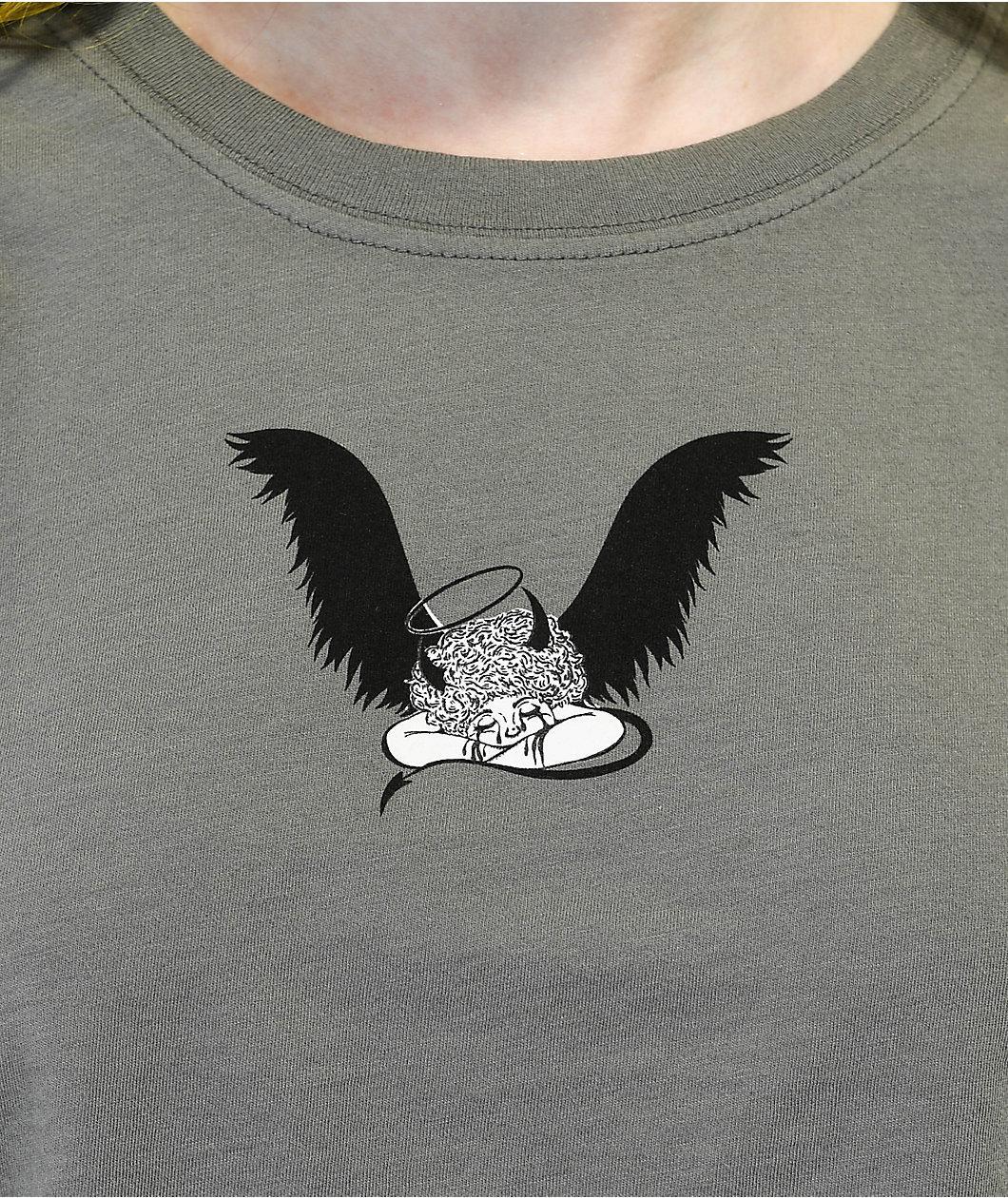 Empyre Kipsy Sleeping Angel Grey Crop T-Shirt Product Image