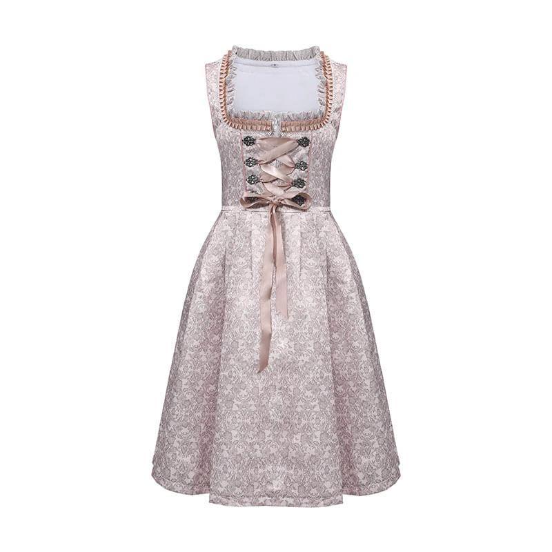 Sleeveless Square Neck Lace Up Midi A-Line Dress Product Image