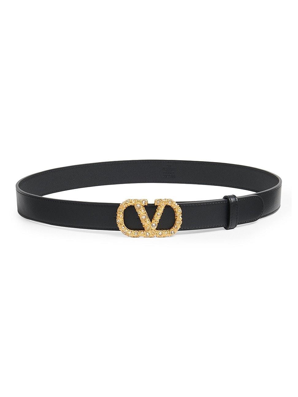 Womens VLogo Signature Belt in Shiny Calfskin with Crystals 30MM Product Image