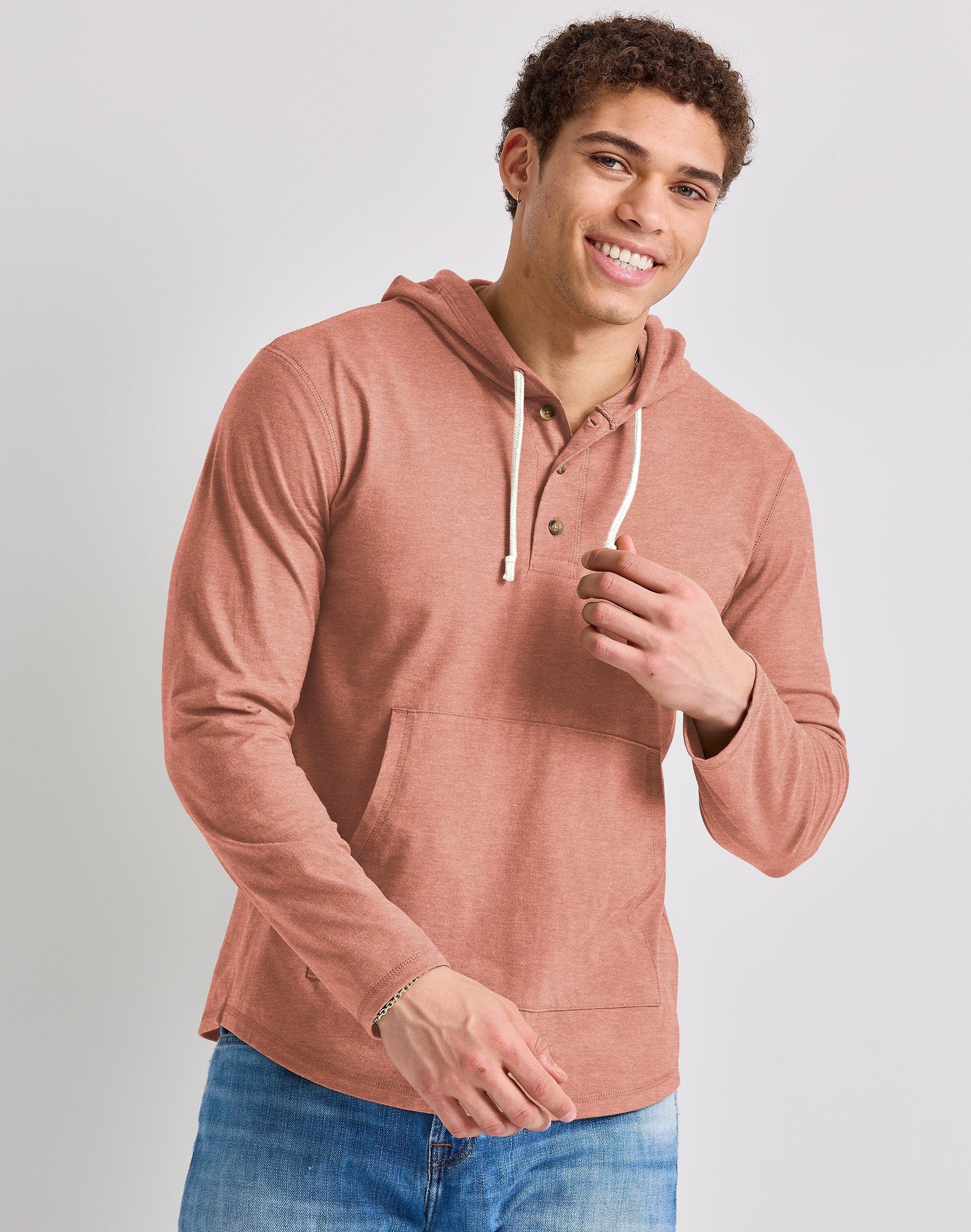 Mens Hanes Originals Tri-Blend Jersey Pullover Hoodie Grey Product Image