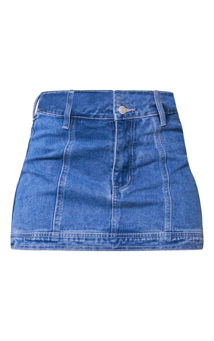 Mid Blue Wash Low Rise Denim Mini Skirt Product Image