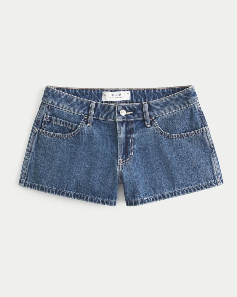 Low-Rise Baggy Denim Shorts 3" Product Image