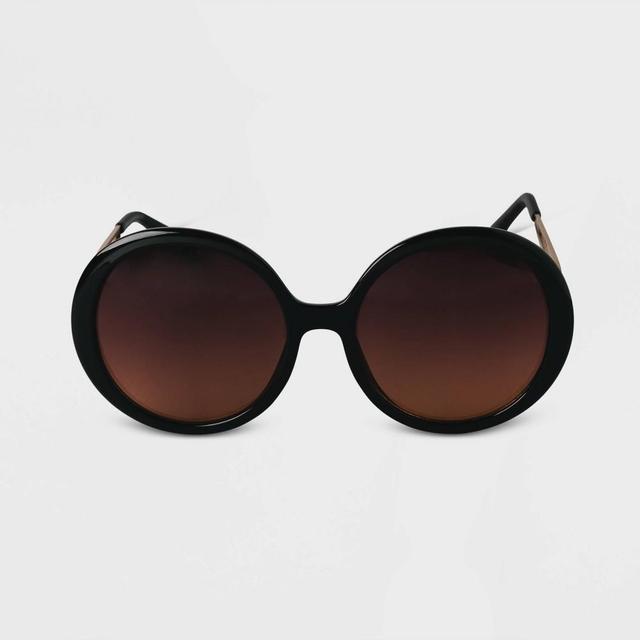 Womens Oversized Round Sunglasses - A New Day Black Product Image
