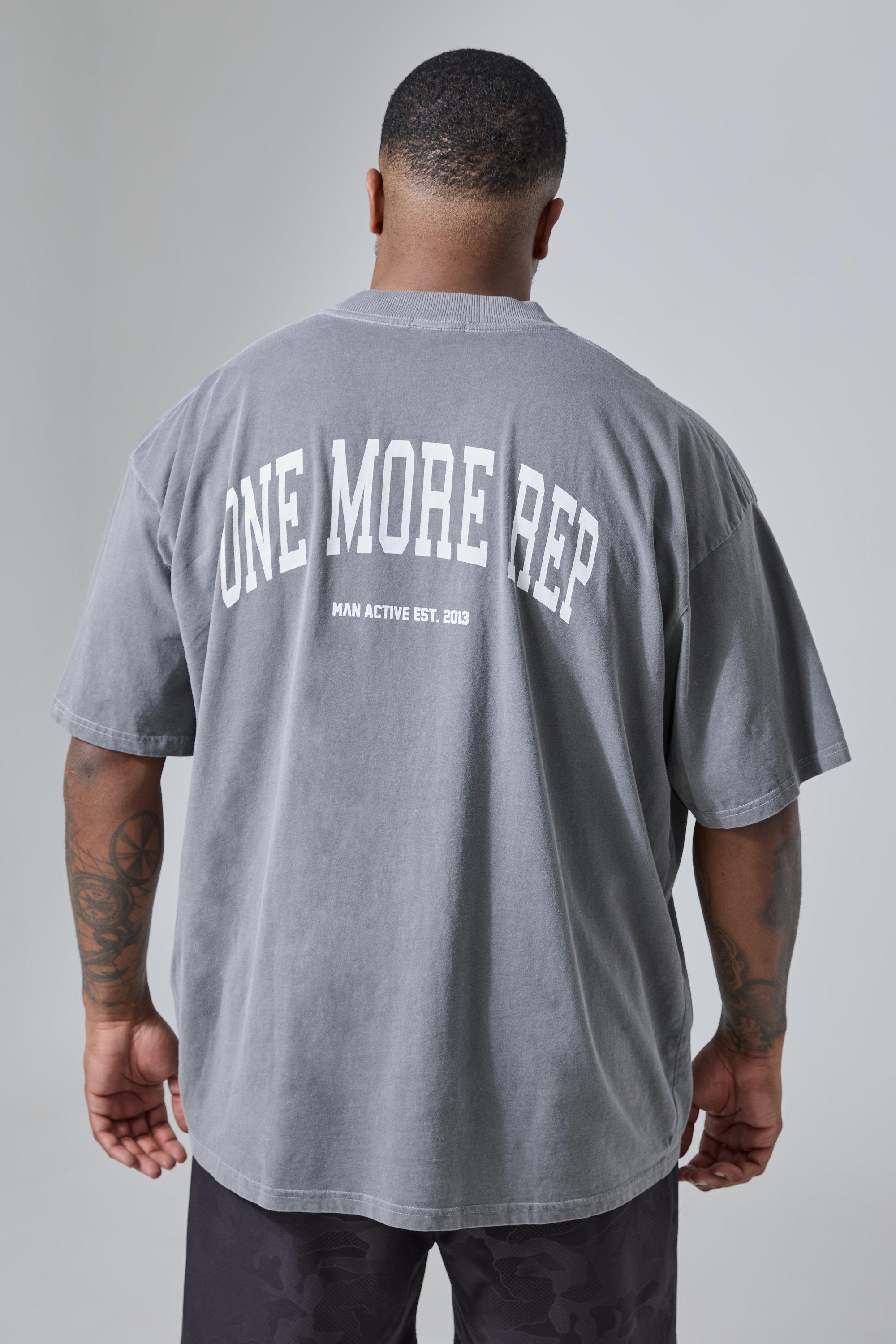 Plus Man Active Gym Oversized Overdyed Rep T-shirt | boohooMAN USA Product Image