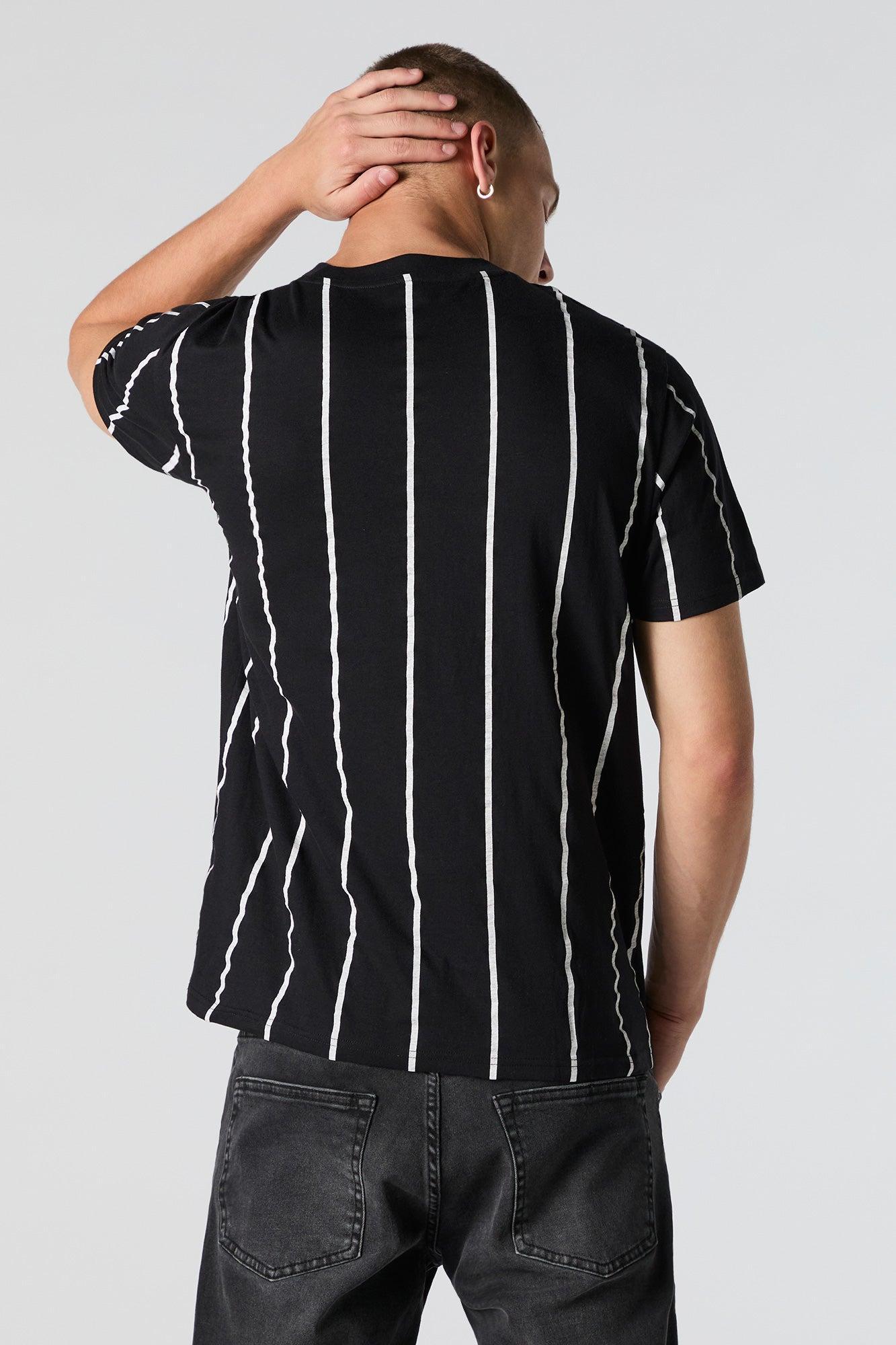 Vertical Striped Crewneck T-Shirt Male Product Image