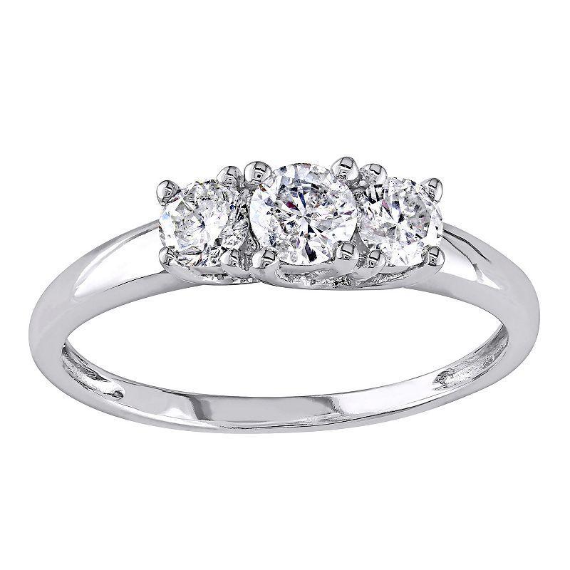 Stella Grace 14k White Gold 1/2 Carat T.W Diamond 3-Stone Engagement Ring, Womens Product Image