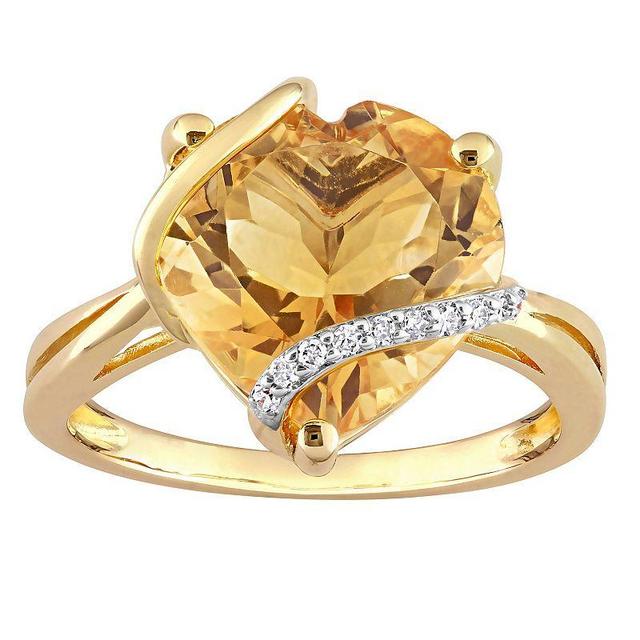 Stella Grace Citrine & Diamond Accent Heart Wrapped Ring, Womens Gold Tone Product Image