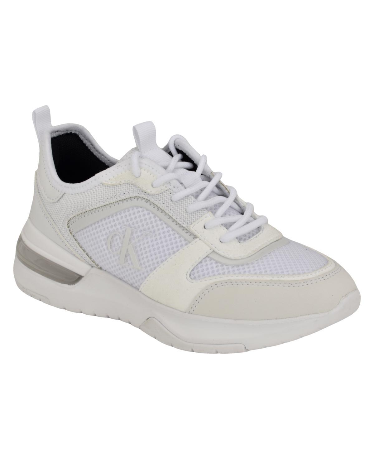 Calvin Klein Womens Jazmeen Lace-up Round Toe Casual Sneakers - White Product Image