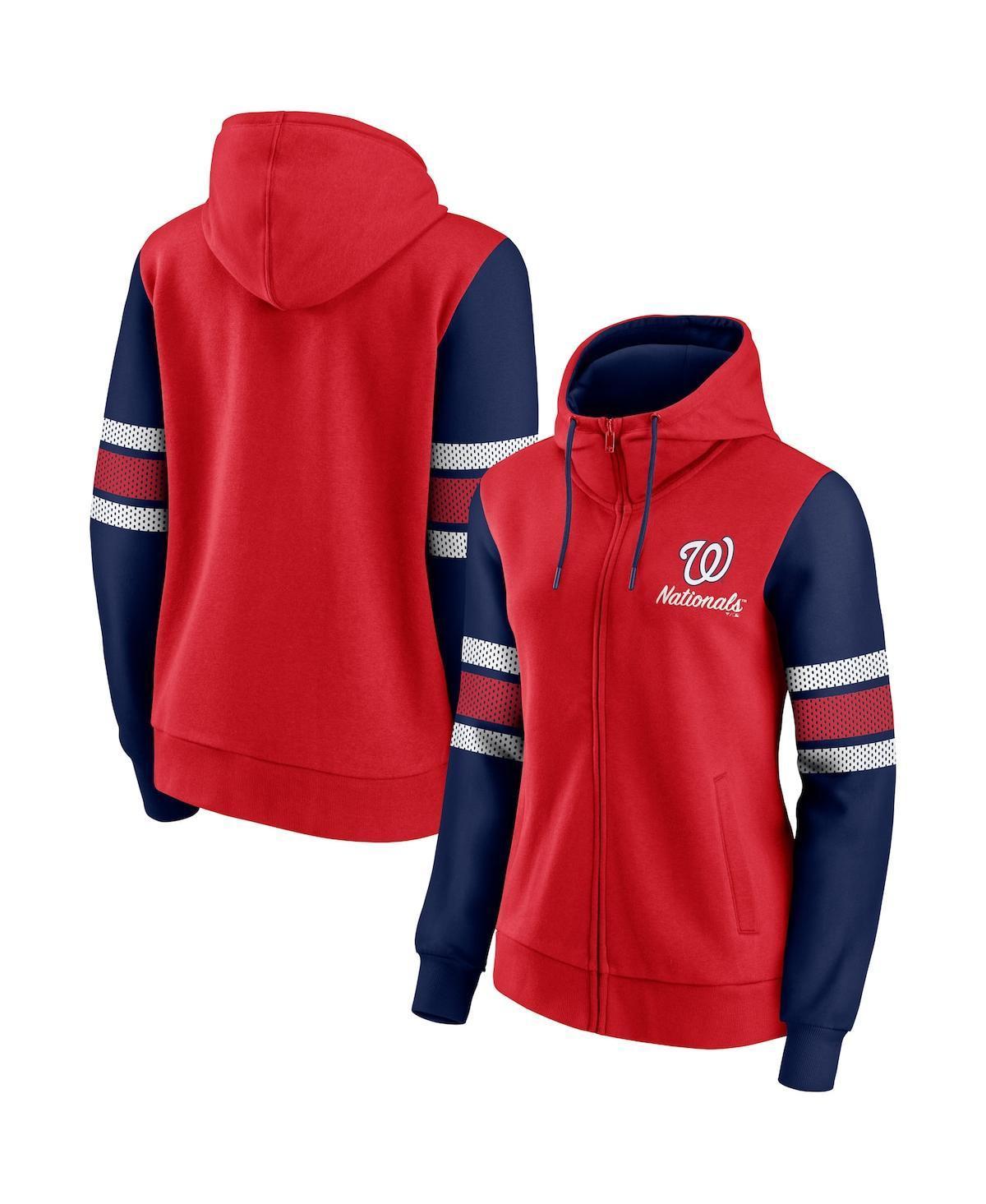 Womens Fanatics Branded /Navy Washington Nationals Primary Script Full-Zip Hoodie Product Image