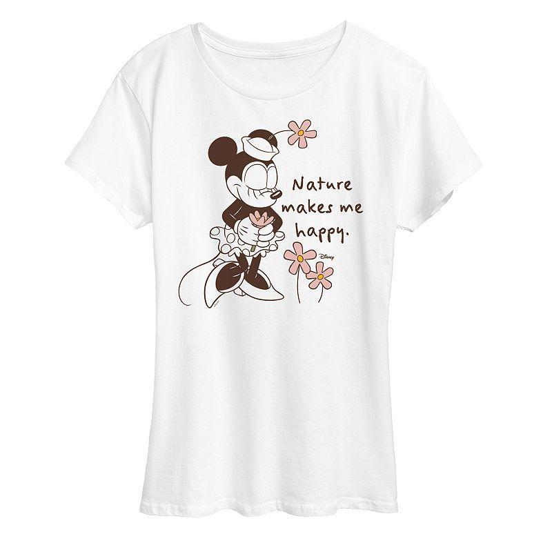 Disneys Minnie Mouse Womens Nature Makes Me Happy Graphic Tee Product Image