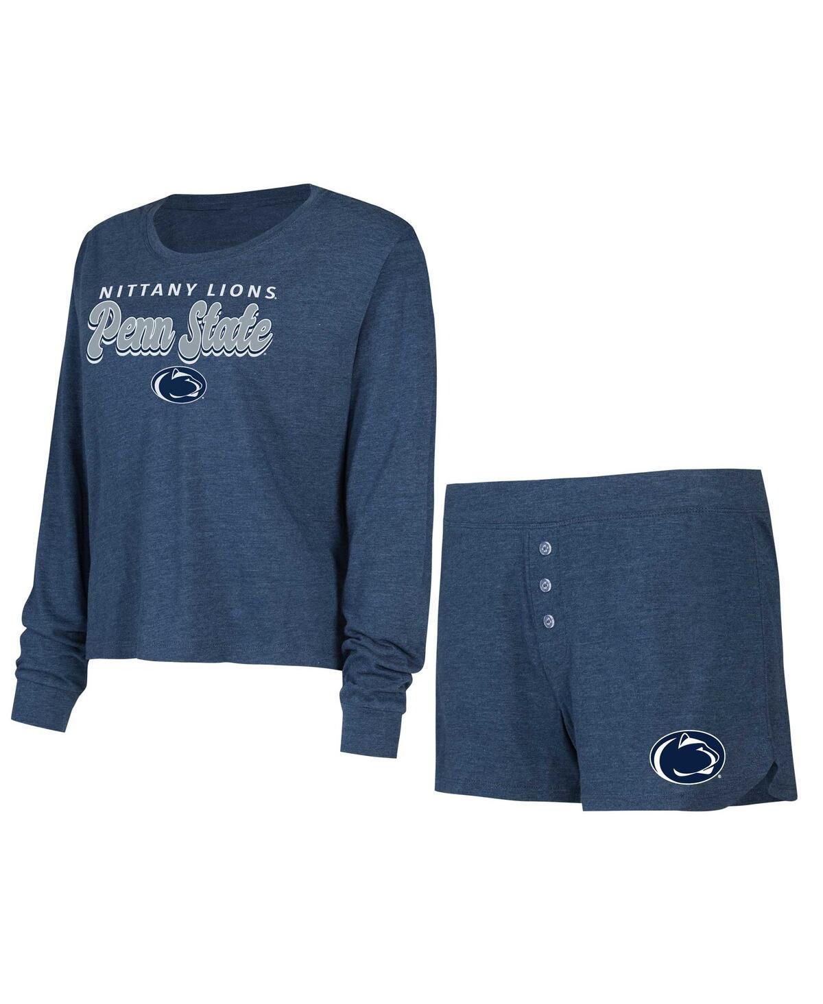 Womens Concepts Sport Navy Penn State Nittany Lions Team Color Long Sleeve T-shirt and Shorts Set Product Image