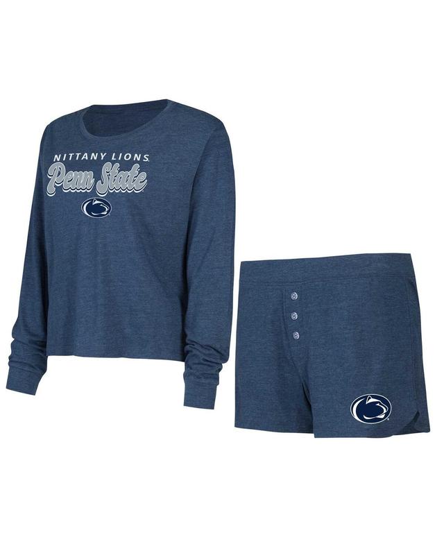 Womens Concepts Sport Navy Penn State Nittany Lions Team Color Long Sleeve T-shirt and Shorts Set Product Image