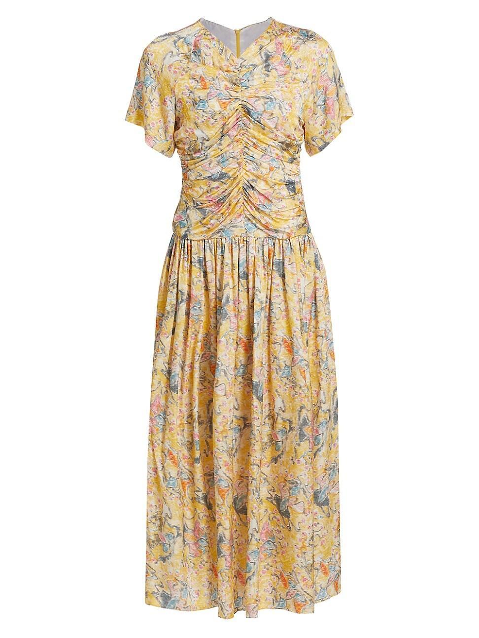 Womens Floral Ruched Maxi Dress Product Image