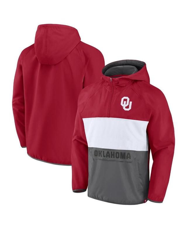 Mens Fanatics Crimson Oklahoma Sooners Victory On Raglan Quarter-Zip Hoodie Product Image