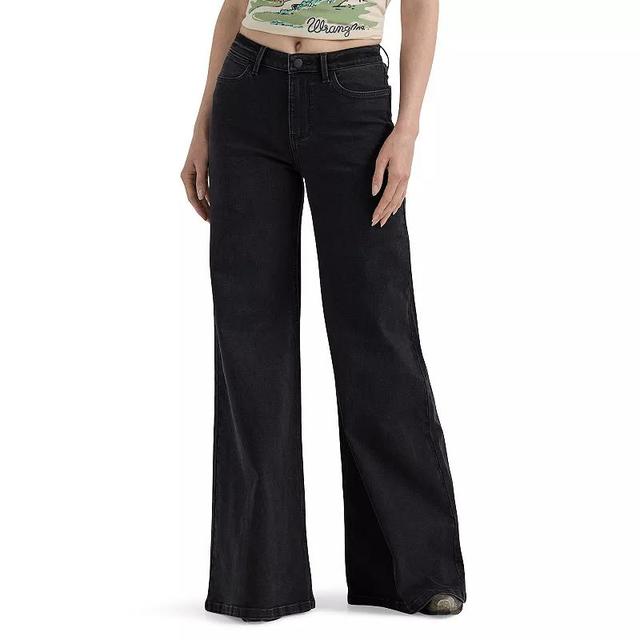 Womens Wrangler A-Line Crop Wide Leg Highrise Jeans Black Product Image