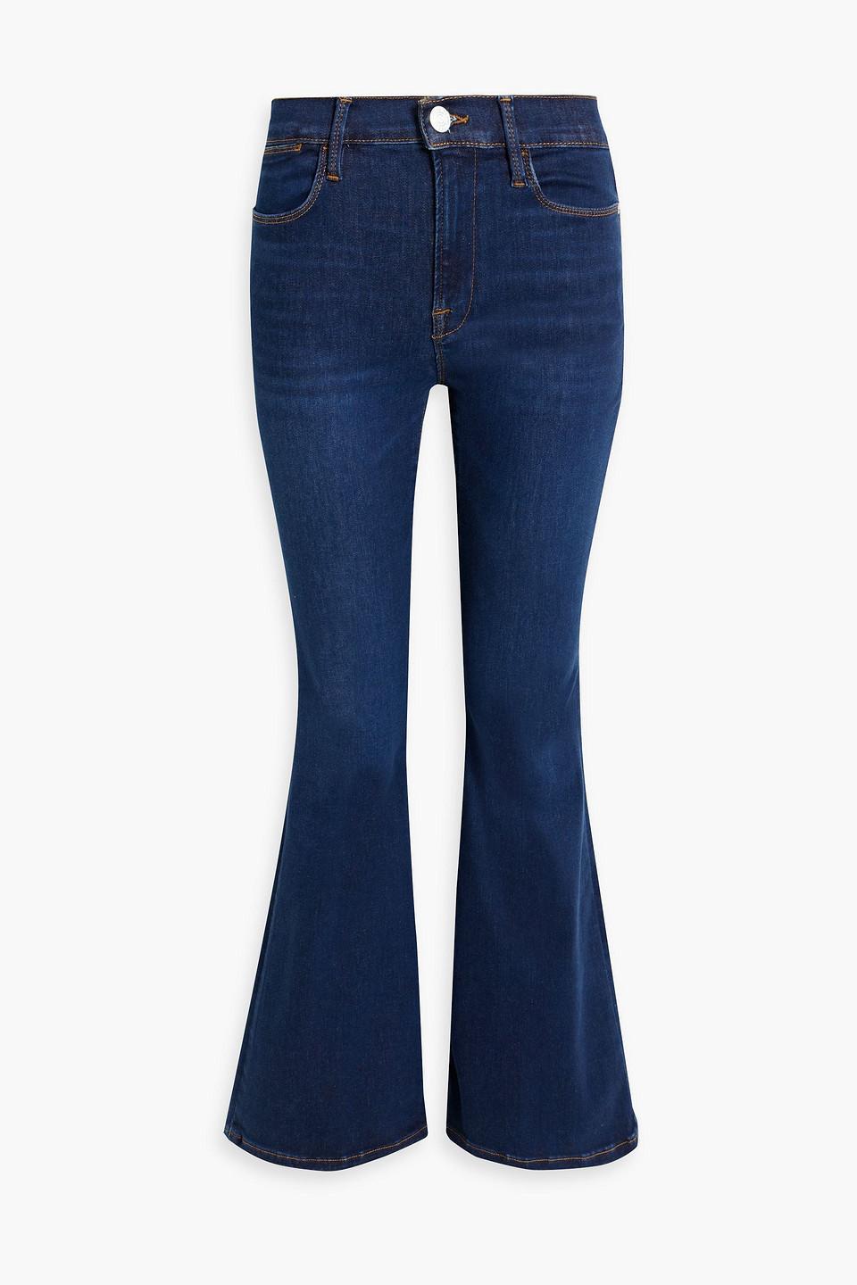 Le Pixie Sylvie Cropped High-rise Flared Jeans In Dark Denim Product Image