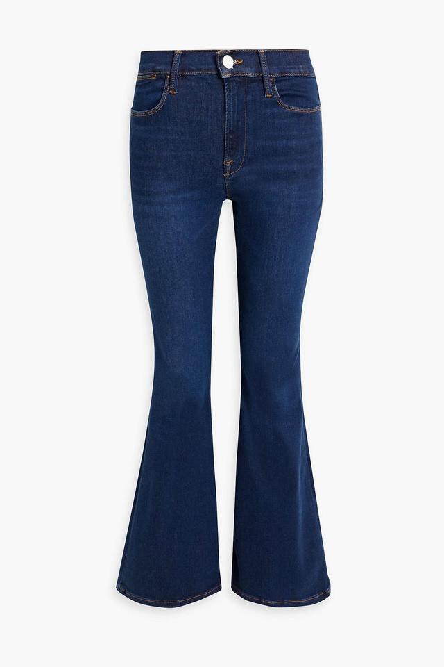 Le Pixie Sylvie Cropped High-rise Flared Jeans In Dark Denim Product Image