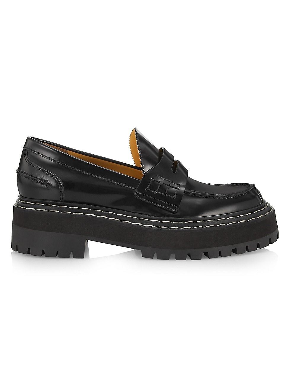 Womens Leather Lug-Sole Platform Loafers Product Image