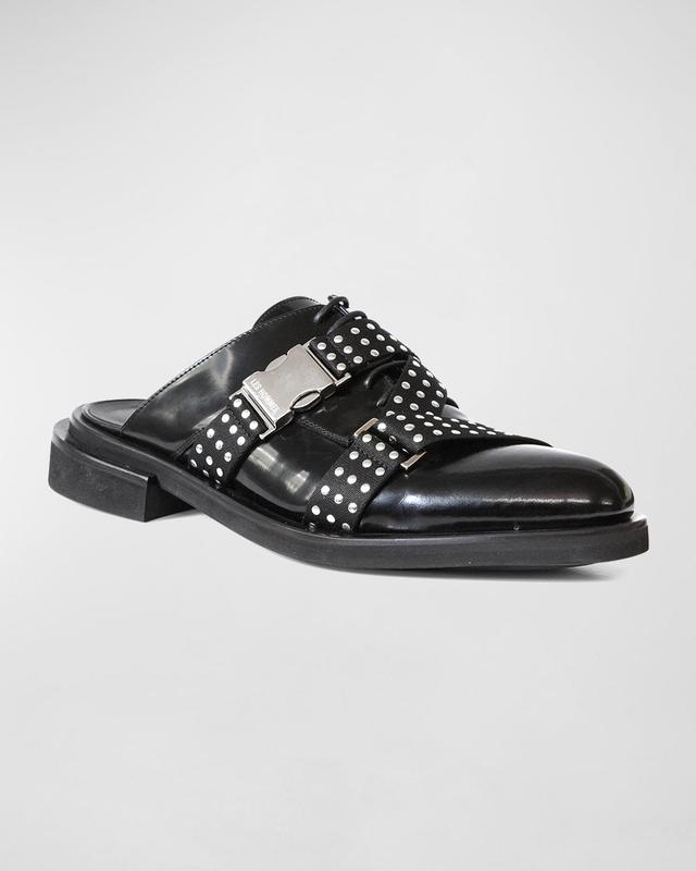 Les Hommes Men's Leather Studded Strap Mule Loafers - Size: 46 EU (13D US) - BLACK Product Image