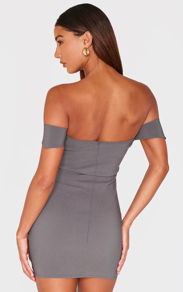 Charcoal Bardot Bengaline Bodycon Dress Product Image