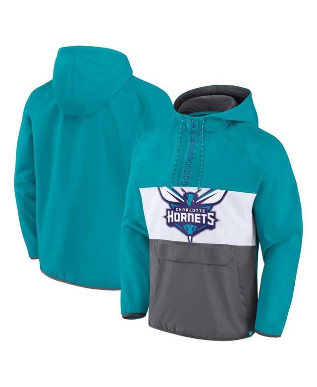 Mens Fanatics Teal Charlotte Hornets Anorak Flagrant Foul Color-Block Raglan Hoodie Half-Zip Jacket - Teal Product Image