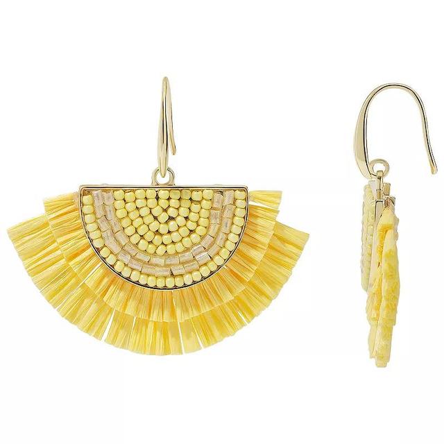 Sonoma Goods For Life Gold Tone Yellow Raffia Fan Drop Earrings, Womens Product Image