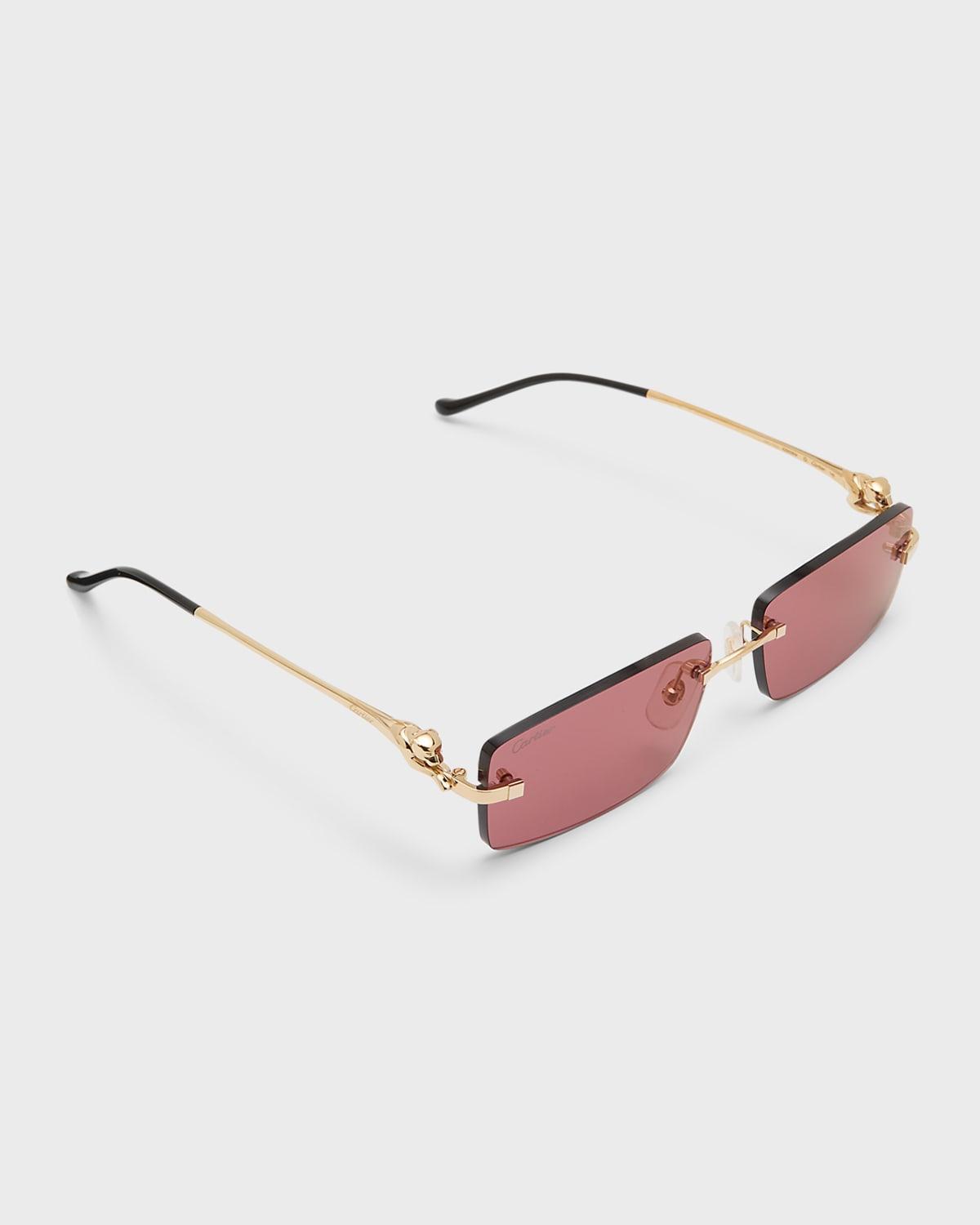 Mens Rimless Metal Rectangle Sunglasses Product Image