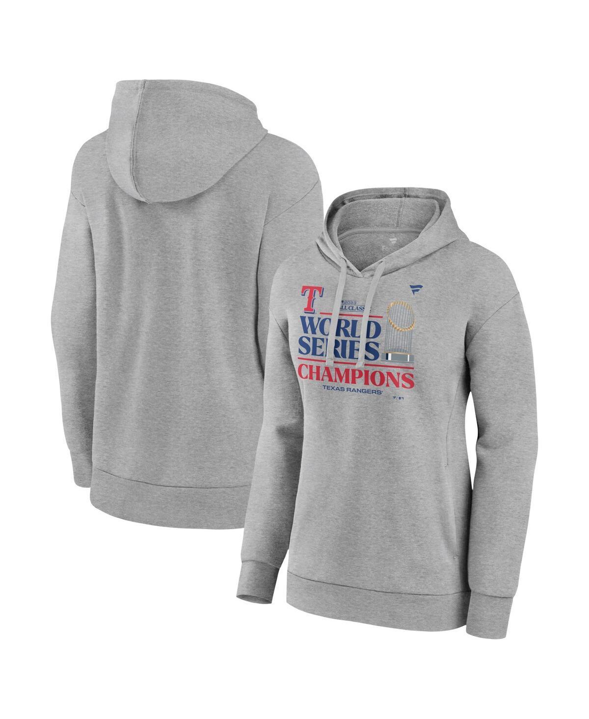 Womens Fanatics Heather Gray Texas Rangers 2023 World Series Champions Locker Room Plus Size Pullover Hoodie Product Image