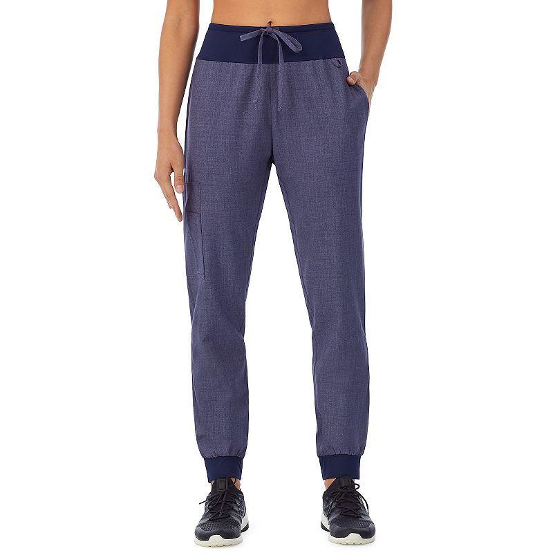 Petite Cuddl Duds Scrubs Jogger Pants With 3 Pockets, Womens Grey Heather Gray Product Image