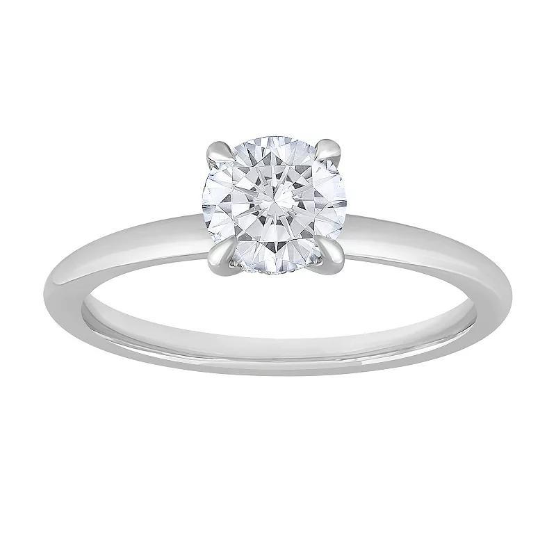 Diamond Medley 14k White Gold 1 Carat T.W. Lab-Grown Diamond Solitaire Plus Ring, Womens 14k Whgold Product Image