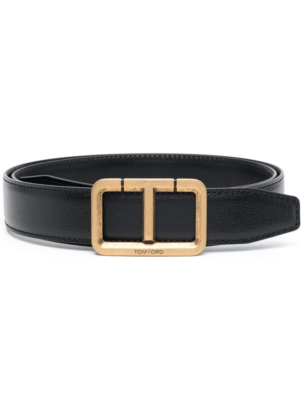 Logo-buckle Leather Belt In Black Product Image