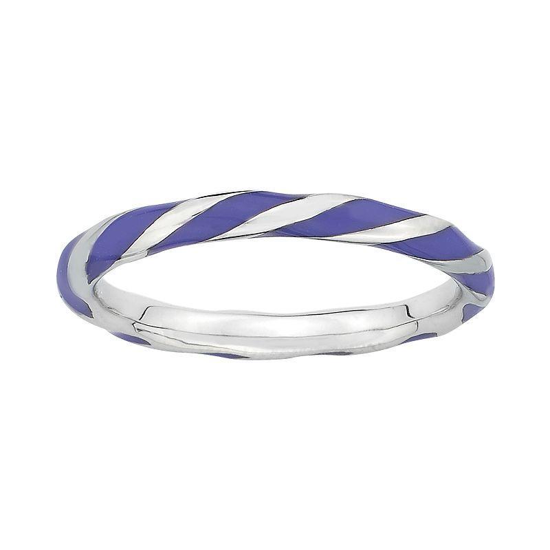 Stacks & Stones Sterling Silver Purple Enamel Twist Stack Ring, Womens Product Image